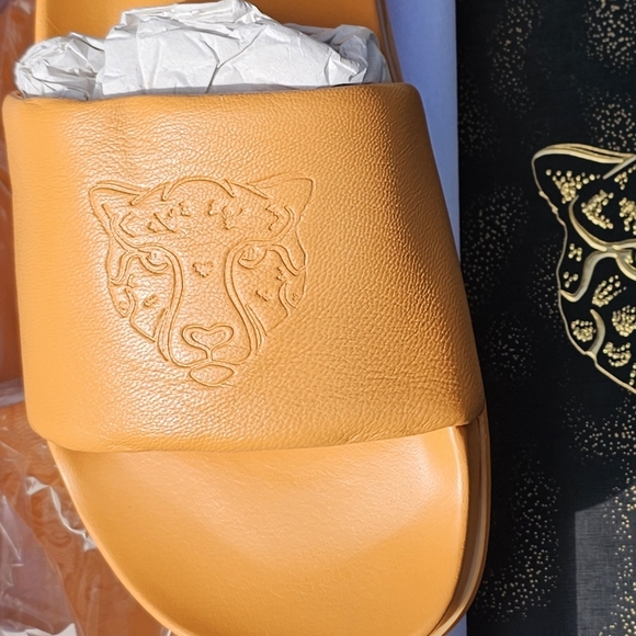 LITA by Ciara leather slides Tiger Embossed NWT, size 42 / 11, Made in Italy - Picture 3 of 8